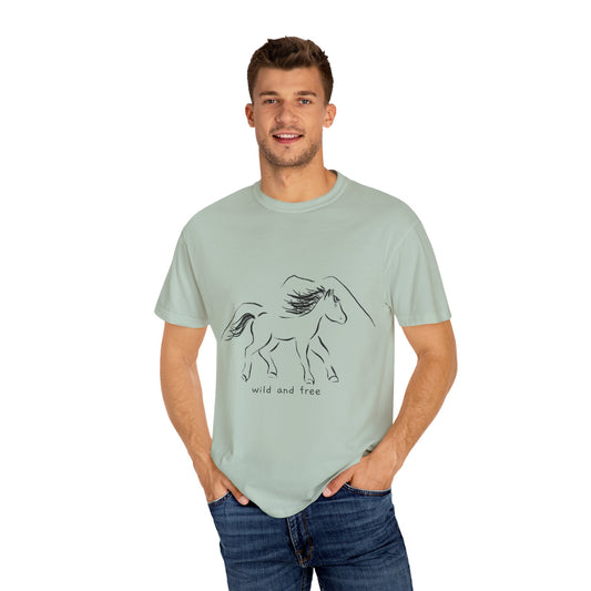 Wild and Free (black) T-Shirt - Unisex Garment-Dyed Tee for Nature Lovers