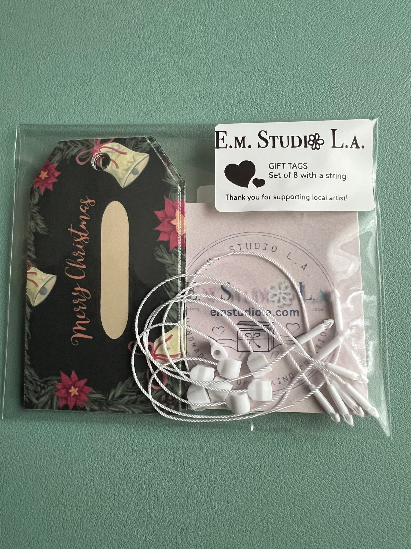 Holiday 'Merry Christmas' Gift Tags with String Set of 8