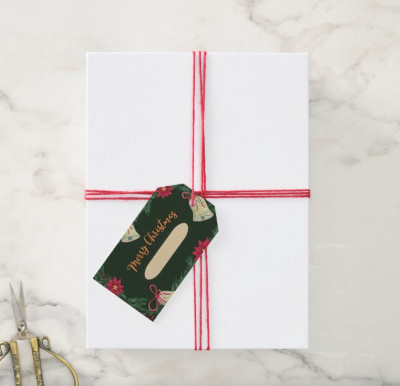 Holiday 'Merry Christmas' Gift Tags with String Set of 8